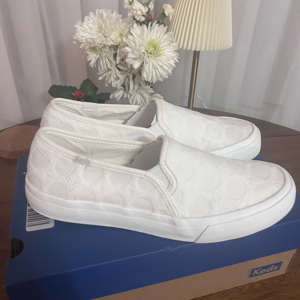 Keds Women's White Textured Slip-On Sneakers